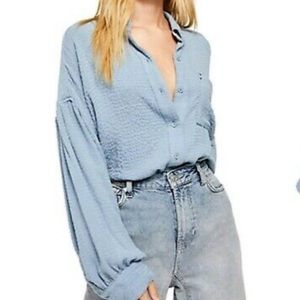 Free People Solid Hidden Valley Button Down
